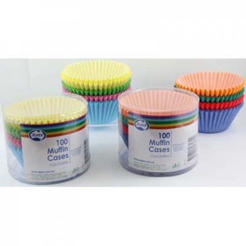 MUFFIN Cases COLOURED Pack 1200  #107172- mix of Pastel & Bright