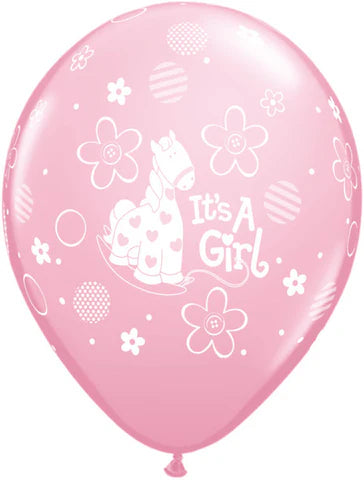 28cm Round Pink It's A Girl Soft Pony #11761-10 - Pack of 10
