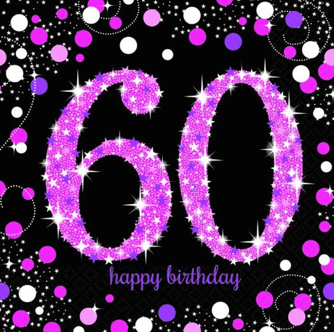 LUNCH Napkins PINK Celebration 60   33cm #9900619   16 pack