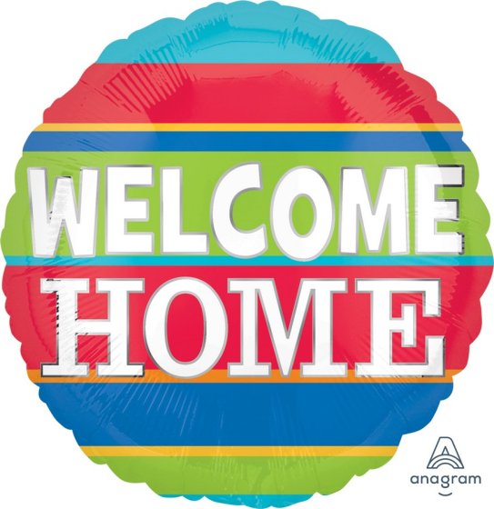 45cm Round Foil WELCOME HOME Colourful Stripes #34545 - Each (Pkgd.)