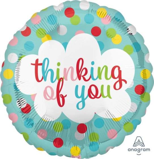 45cm Round Foil THINKING of YOU Dots #35485- Each (Pkgd.)
