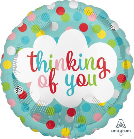 45cm Round Foil THINKING of YOU Dots #35485- Each (Pkgd.)