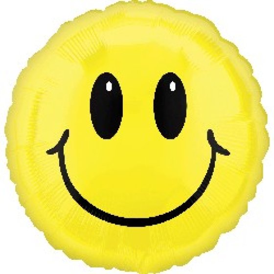 45cm Round Foil SMILE Face Yellow #21545- Each (Pkgd.)