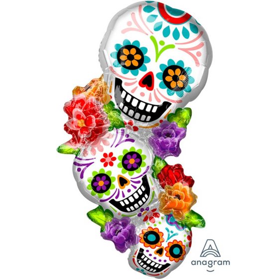 55cm x 96cm Shape Foil Day of the Dead Stacking SUGAR SKULLS Anagram #38152- Each (Pkgd.)