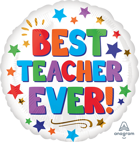 45cm Round Foil Best TEACHER Ever! #39366 - Each (Pkgd.)