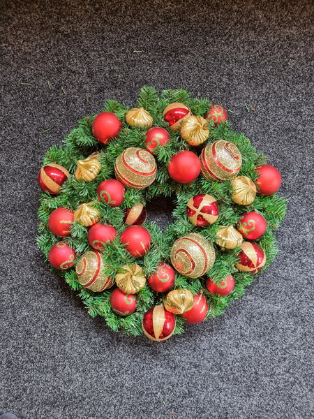 600mm Christmas WREATH- fully decorated in Red & Gold #WREATH600