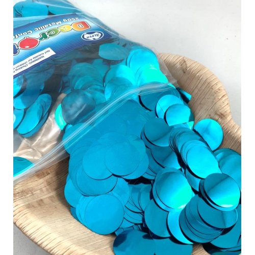 Confetti 2.3cm Metallic TEAL 250 grams #204636 - Resealable Bag