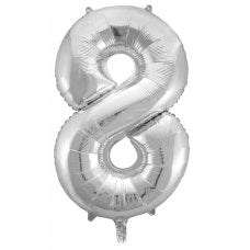 86cm Foil Number EIGHT Silver #AP213708 - Each (Pkgd.)