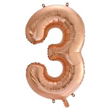 86cm Foil Number Three ROSE GOLD #AP213743 - Each (Pkgd.)