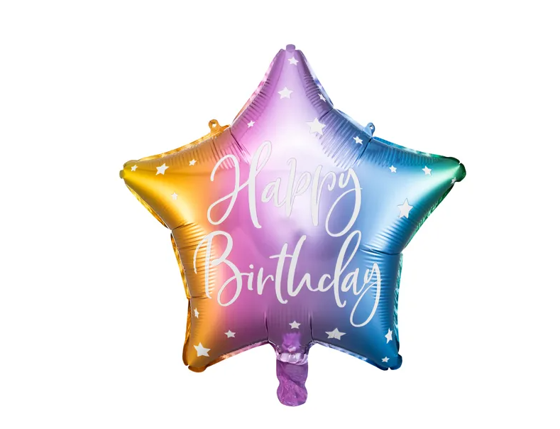 Foil Balloon Glossy Star Happy Birthday Mix 40cm #FS2693000