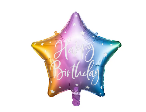 Foil Balloon Glossy Star Happy Birthday Mix 40cm #FS2693000