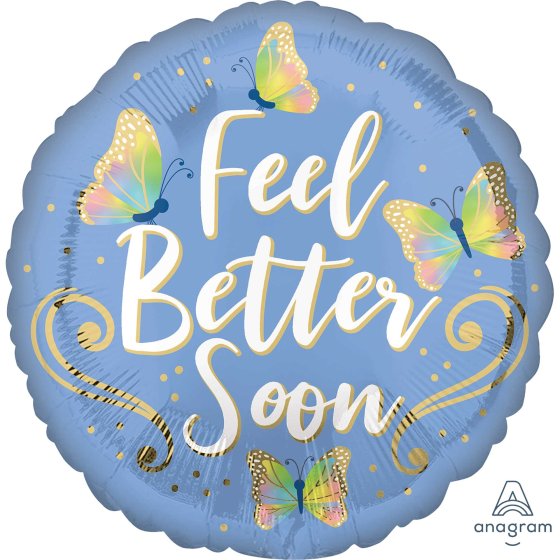 45cm Round Foil Feel Better Soon Butterflies #41689- Each (Pkgd.)
