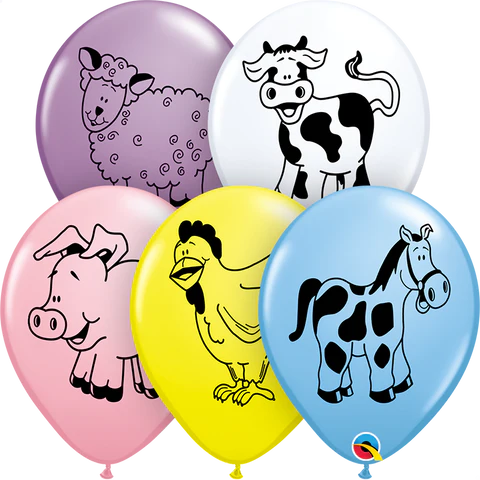 28cm Round Special Assorted Farm Animal Assorted #37140-10 Pack of 10