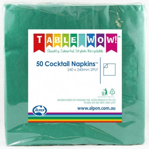 Napkins COCKTAIL Green 50pk #AP380088