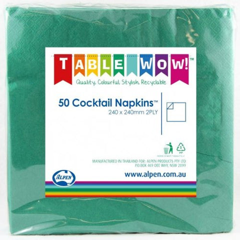Napkins COCKTAIL Green 50pk #AP380088