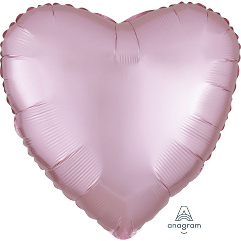 45cm Heart Foil PASTEL PINK Satin Luxe #39908 - Each (pkgd.)