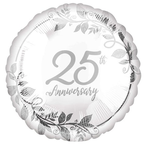 45cm Round Foil Happy 25th ANNIVERSARY #42957 - Each (Pkgd.)