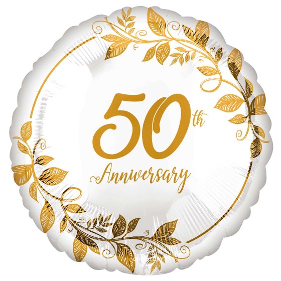 45cm Round Foil Happy 50th ANNIVERSARY #42959 - Each (Pkgd.)