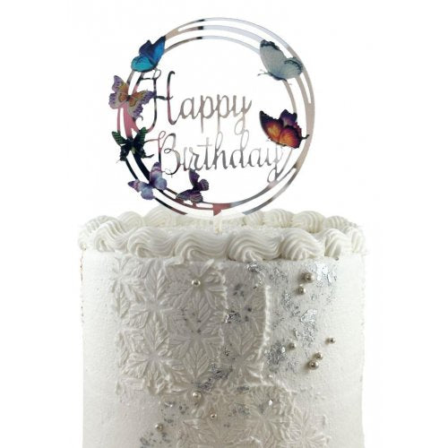 Cake Topper Acrylic BUTTERFLIES Happy Birthday #443045