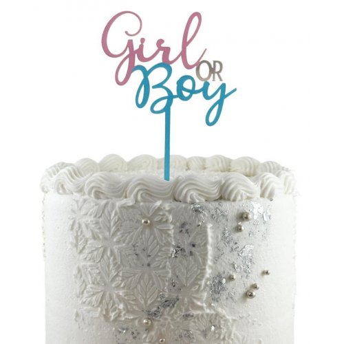 Cake Topper Acrylic GIRL or BOY Pink & Blue #443048