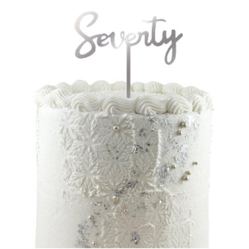 Cake Topper Acrylic SEVENTY Silver #443113