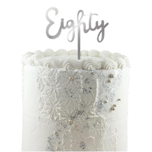 Cake Topper Acrylic EIGHTY Silver #443118