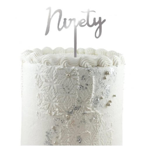 Cake Topper Acrylic NINETY Silver #443122