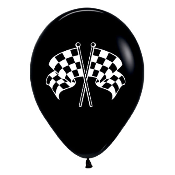 30cm Round Black Racing Flags #20011380 - Pack of 6