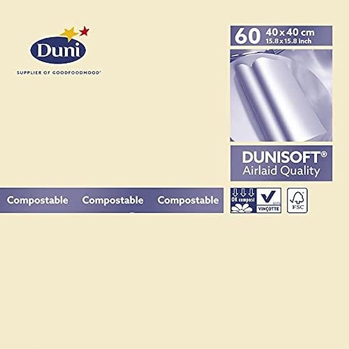 Dunisoft Napkins 40cm Dinner CREAM Single pack of 60 #APDU117278-1