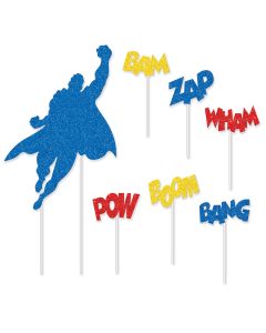 HERO Cake Toppers 7 pcs Yellow, Blue & Red #53555