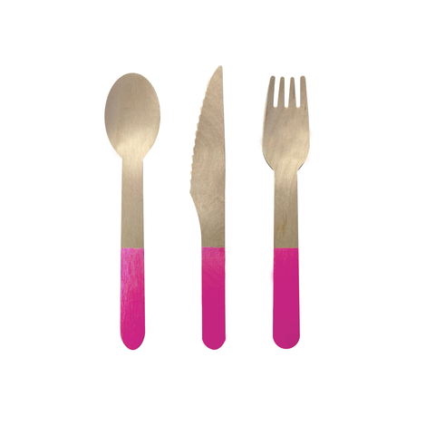 Wooden CUTLERY Set FLAMINGO 30pk #6017FMP