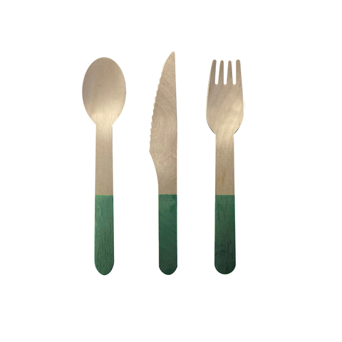 Wooden CUTLERY Set SAGE GREEN 30pk #6017SGP