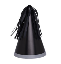 Party HAT With Paper Tassel BLACK 10pk #FS6150BKP