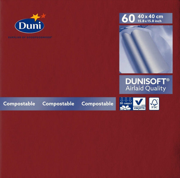 Dunisoft Napkins 40cm Dinner BORDEAUX Single pack of 60 #APDU117277-1