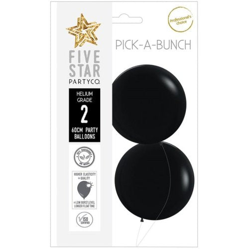 60cm Latex Round Plain Fashion BLACK Sempertex #7062080 Pack of 2