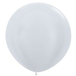 90cm Round  Shimmer Pearl WHITE Plain Latex #7091405 - Each