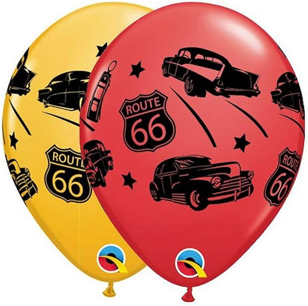 28cm Round Special Assorted Classic Cars on Route 66 #44866-10- Pack of 10