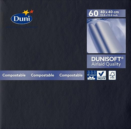 Dunisoft Napkins 40cm Dinner BLACK Single pack of 60 #APDU156935-1