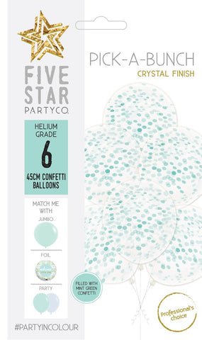 45cm Confetti Balloon MINT GREEN pack of 6 #750309