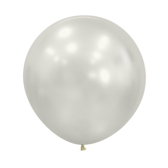 60cm Latex Round Plain Silk OYSTER WHITE #20019351- Pack of 3