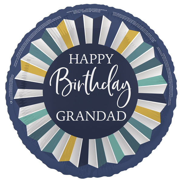 45cm Round Foil Happy Birthday GRANDAD #M85915- Each (Pkgd.)