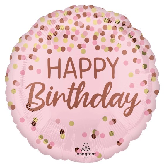 45cm Round Foil Pretty Pink Happy BIRTHDAY #49367- Each (Pkgd.)