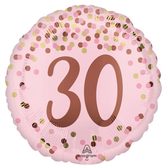 45cm Round Foil Pretty Pink 30th BIRTHDAY #49372- Each (Pkgd.)