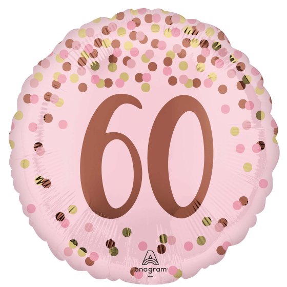 45cm Round Foil Pretty Pink 60th BIRTHDAY #49375 - Each (Pkgd.)