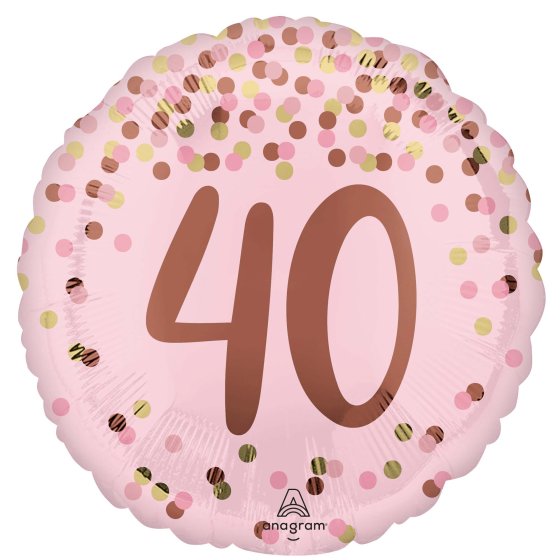 45cm Round Foil Pretty Pink 40th BIRTHDAY #49373- Each (Pkgd.)