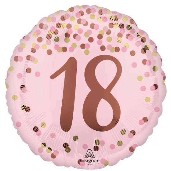 45cm Round Foil Pretty Pink 18th BIRTHDAY #49369- Each (Pkgd.)