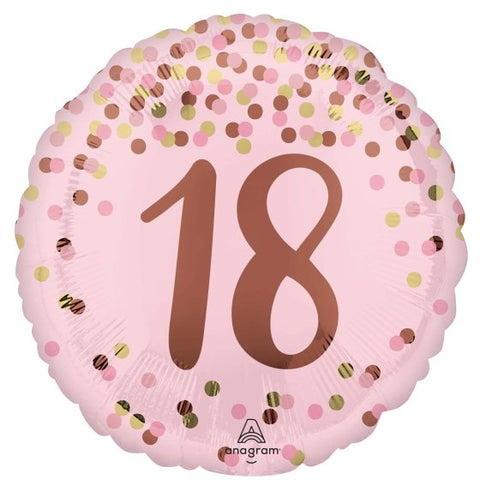 45cm Round Foil Pretty Pink 18th BIRTHDAY #49369- Each (Pkgd.)