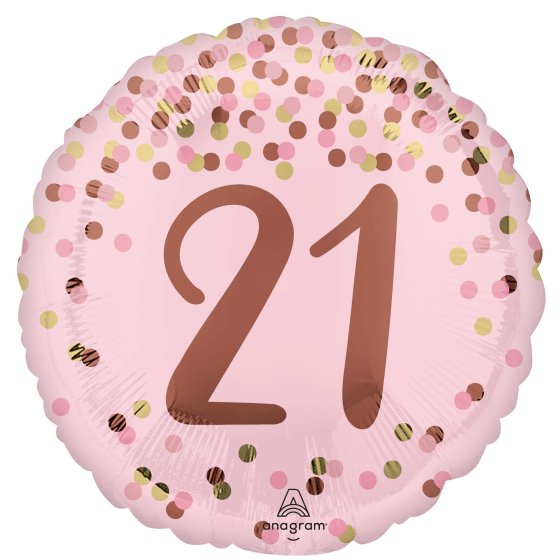 45cm Round Foil Pretty Pink 21st BIRTHDAY #49371- Each (Pkgd.)