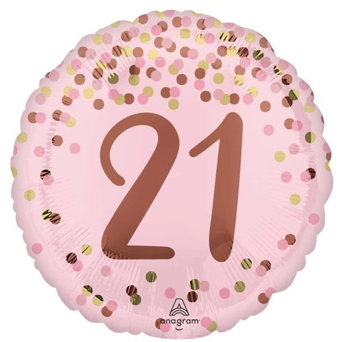 45cm Round Foil Pretty Pink 21st BIRTHDAY #49371- Each (Pkgd.)
