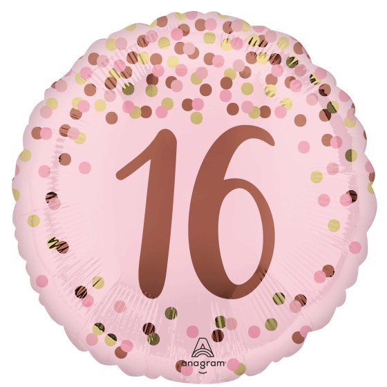 45cm Round Foil Pretty Pink 16th BIRTHDAY #49368- Each (Pkgd.)